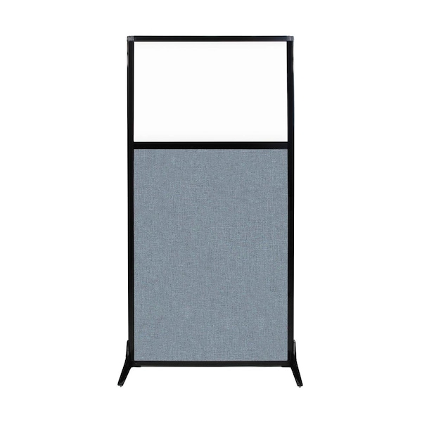 Work Station Screen 33" x 70" Powder Blue Fabric With Clear Window